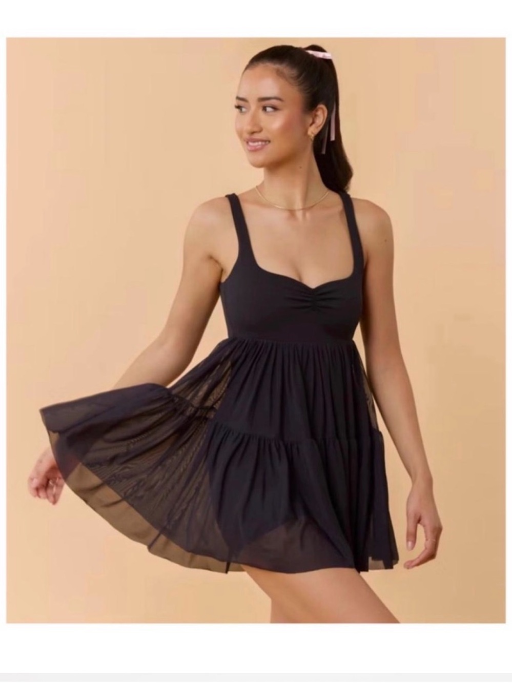 Blogilates - Black Mini Dress with Sweetheart Neckline